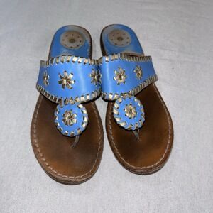 Jack‎ Rogers Light blue Sandals Gold Accents Sz 4 Classy Summer Flats Trendy
